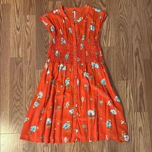 Bright Orange Floral Dress